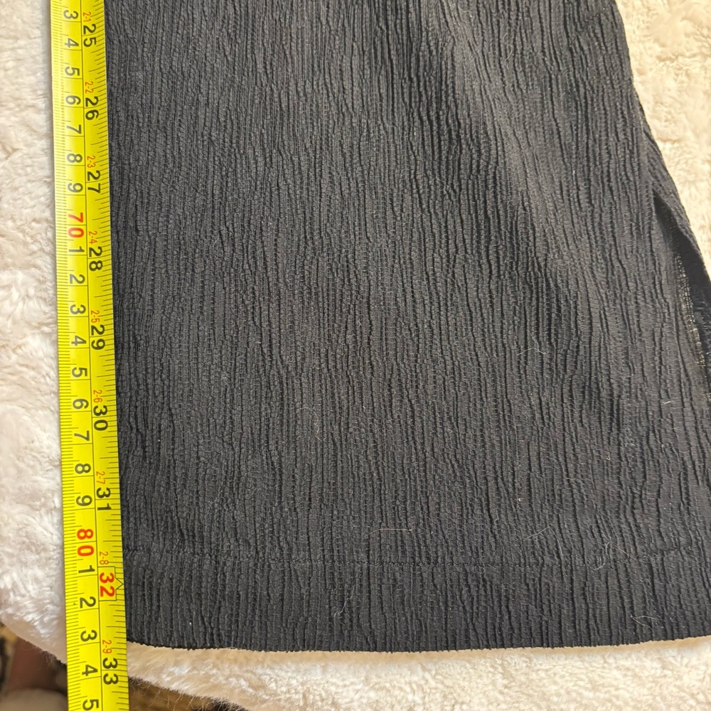 H&M Pants Small Black Crepe Textured Knit Flare BootCut Elastic Waist Side Slits - Picture 13 of 13